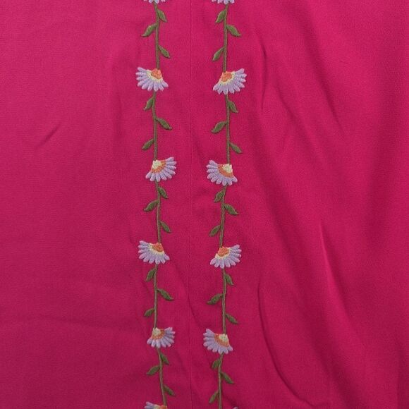 Pioneer Woman Shark Bite Hem Tunic Size XL Pink Peasant Top Embroidered NWT - Picture 5 of 9